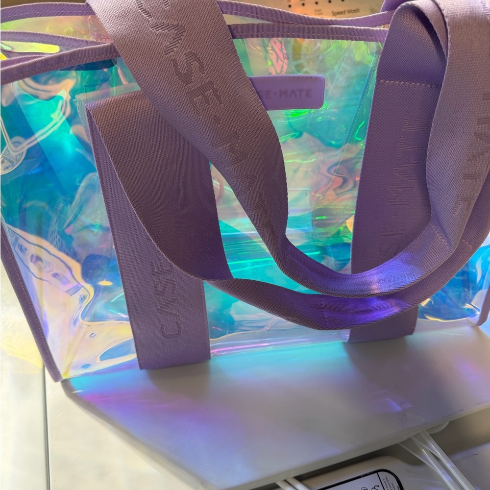 Case Mate Soap Bubble Iridescent Lavender Tote Bag with Wide Straps